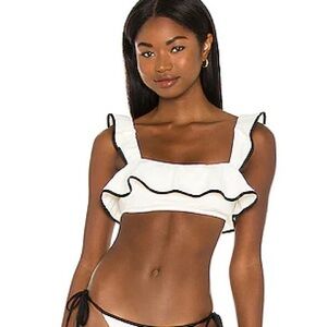 Eberjey Pique Jane bikini top ecru black xs